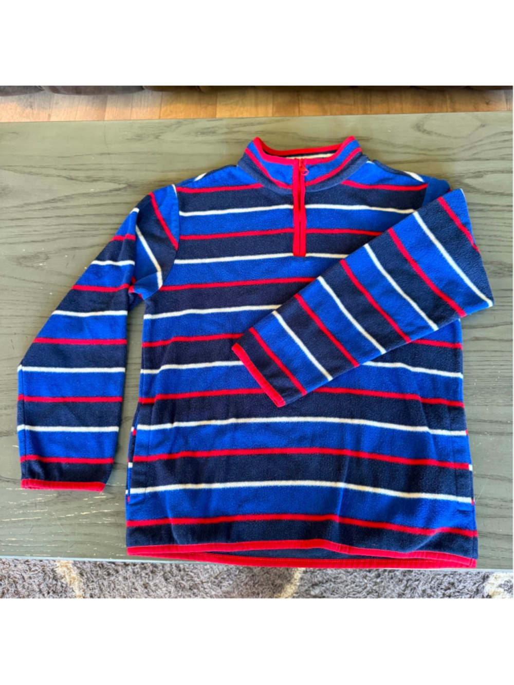 Boys Crazy 8 Sweatshirt & Hoodie L Blue Red Striped Fleece
